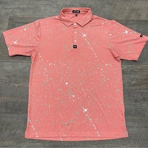 Bad Birdie Polo Shirt Mens XLarge Pink Paint Splatter 2 Golf Performance Stretch